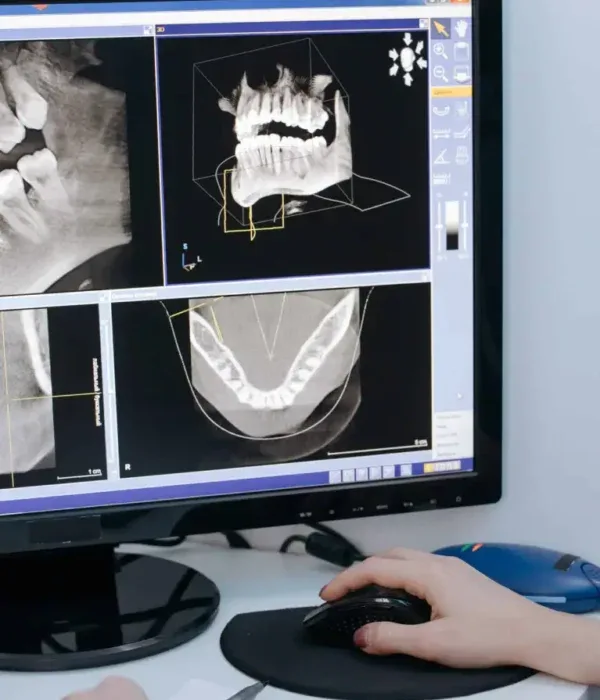 3D dental X-ray displayed on a monitor